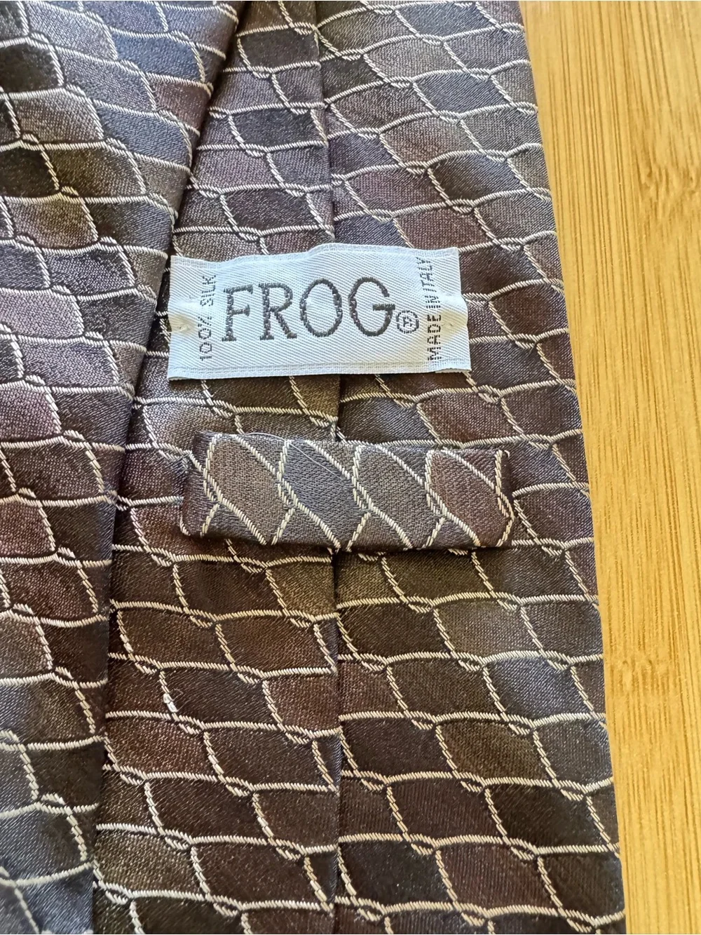 FROG Brand Men’s Geometric Print Silk Neckties- Set Of 2- Made in Italy 60”